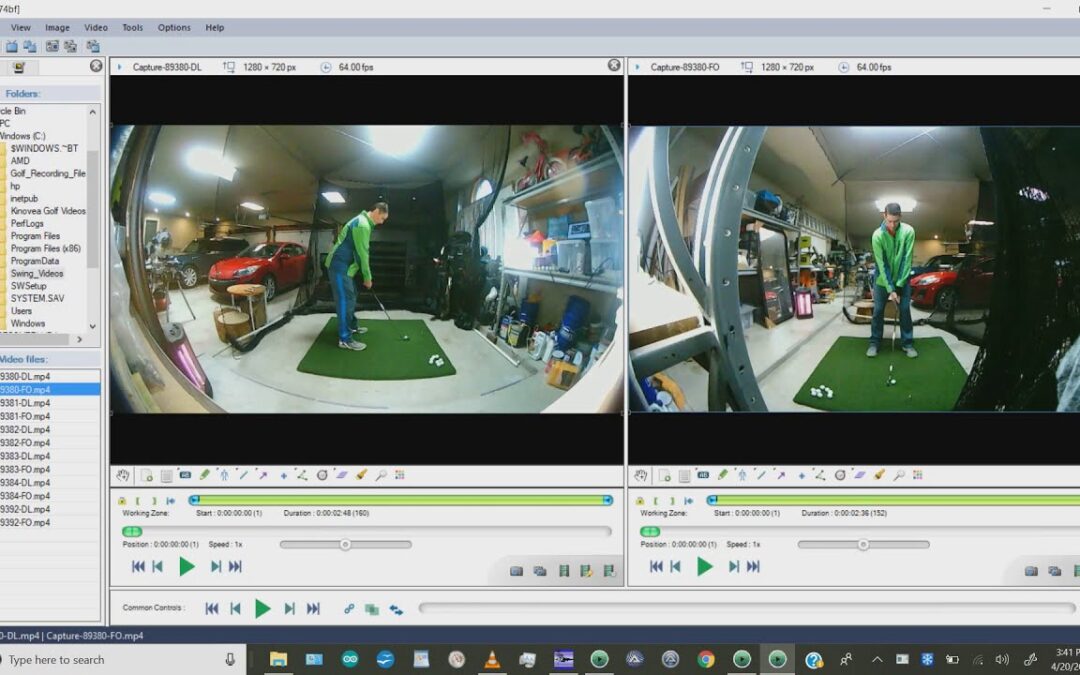Golf Swing Dual Camera Auto-Record, Slow-Motion Auto-Playback, and Analysis Using Kinovea